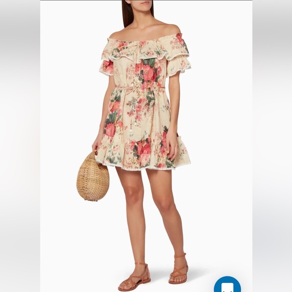 Zimmermann Laelia Frill Tier Short Dress Meadow Floral size 0 - Picture 2 of 14